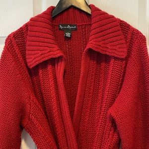 MERCER & MADISON | Red wool tie belt sweater